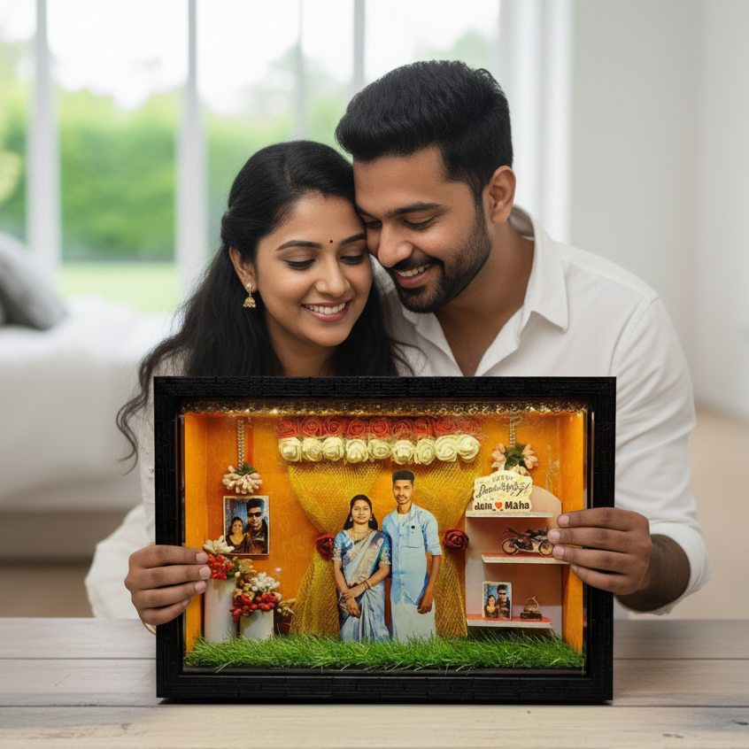 💞 Wedding Theme Miniature Box – Personalized Couple Gift