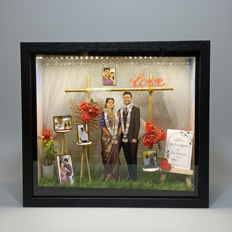 Celebrate Your Love Story in a Frame – Personalized Wedding Miniature Box ❤️