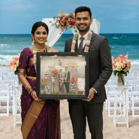 Celebrate Your Love Story in a Frame – Personalized Wedding Miniature Box ❤️